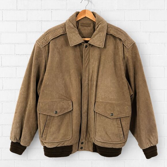 Roundtree & Yorke Other - Vintage Roundtree & Yorke Leather Bomber Jacket Mens XL Brown Ranch Western Coat